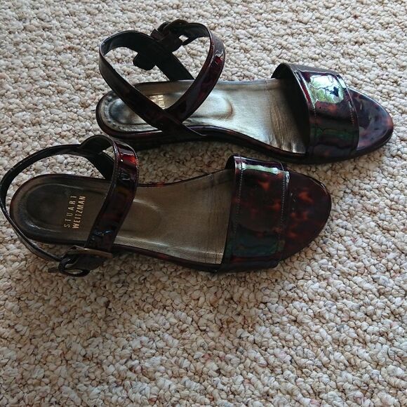 Stuart Weitzman tortoise shell buckle sandals size 7M - Picture 2 of 9